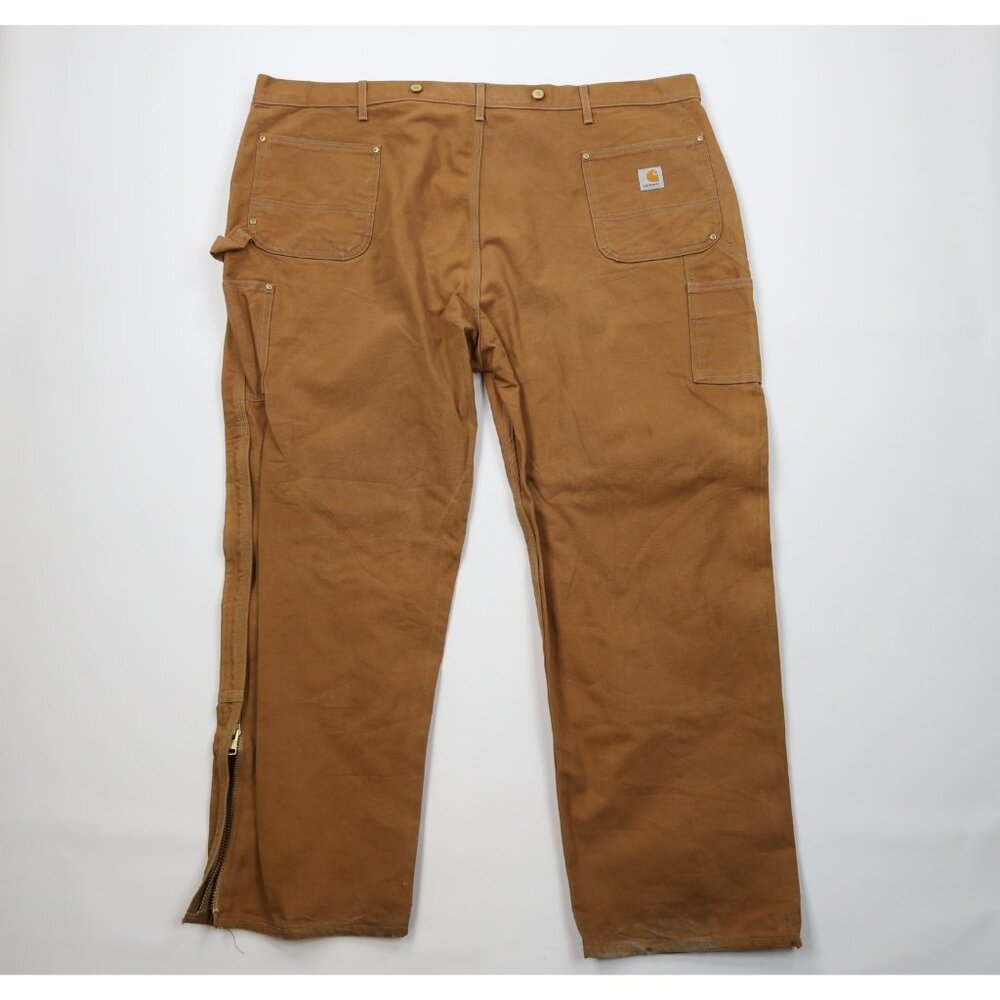 Vintage Y2K Carhartt Mens 50x30 Double Knee Canvas Wide Leg Pants Duck Brown USA - Picture 12 of 16